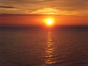 Coucher du soleil peu après le départ de Dublin