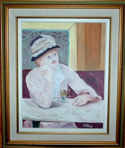 La dame au café - Huile sur toile - 20x15 - Janvier 1995