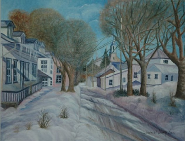 Rue de village en hiver - Huile sur toile - 18x14 - Novembre 2006