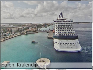 Webcam du pont principale du vaisseau AIDAdiva montrant l'Eclipse au port de Bonaire