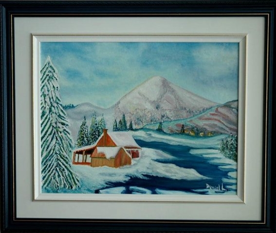 Chalet de la rivière bleue - Huile sur toile - 18x14 - Février 2005