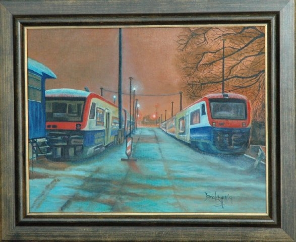 Trains Nordiques - Huile sur toile - 14 x18 - Mars 2009
